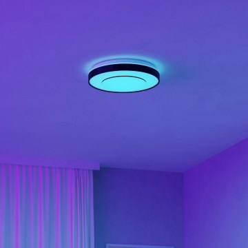 Eglo 300688 - LED RGBW prigušivo stropno svjetlo MONTERIGGIONI-Z LED/18,5W/230V 2700-6500K Ø 38,4 cm, crno + daljinski upravljač