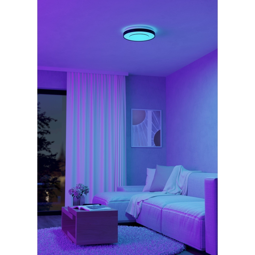 Eglo 300688 - LED RGBW prigušivo stropno svjetlo MONTERIGGIONI-Z LED/18,5W/230V 2700-6500K Ø 38,4 cm, crno + daljinski upravljač