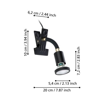 Eglo - LED svjetiljka s kopčom 1xGU10/4,5W/230V crna