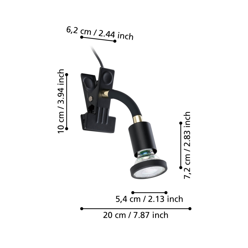 Eglo - LED svjetiljka s kopčom 1xGU10/4,5W/230V crna
