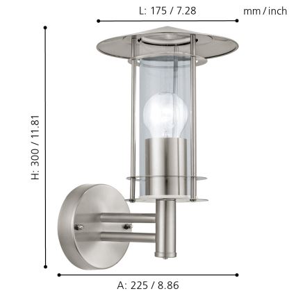 Eglo - Vanjska lampa 1xE27/60W/230V IP44