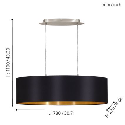 Eglo - Luster na sajli 2xE27/60W/230V