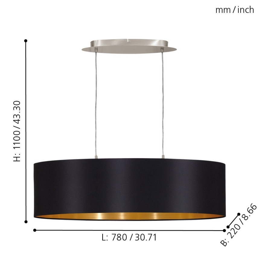 Eglo - Luster na sajli 2xE27/60W/230V