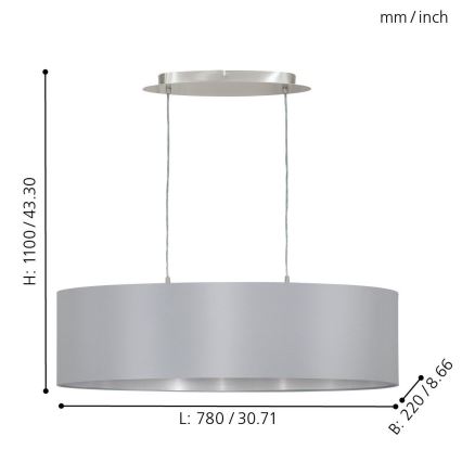 Eglo 31612 - Luster na sajli MASERLO 2xE27/60W/230V