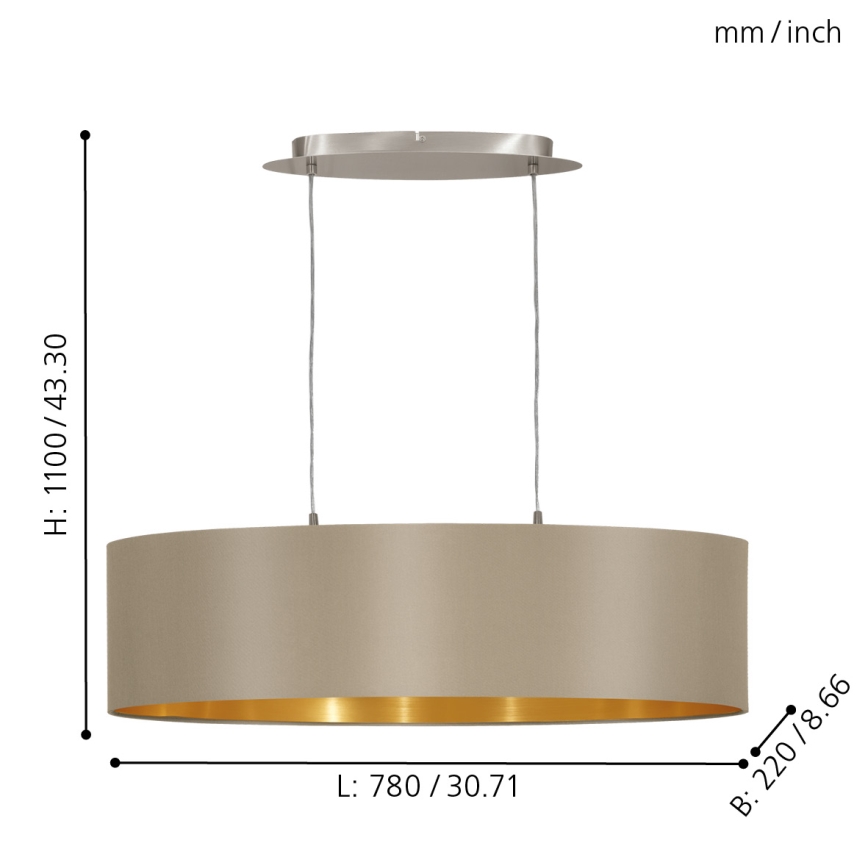 Eglo - Luster na sajli 2xE27/60W/230V