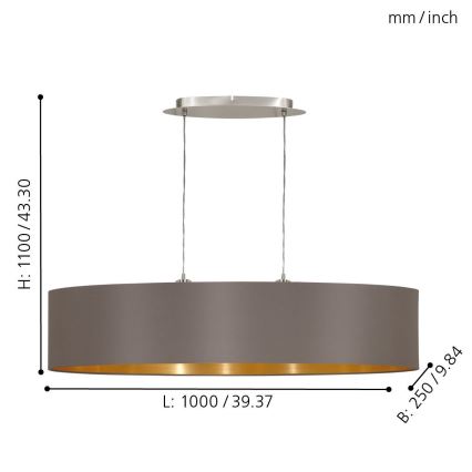 Eglo - Luster na sajli 2xE27/60W/230V