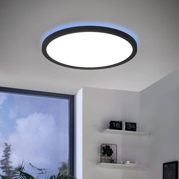 Eglo 31703 - LED RGBW prigušiva stropna svjetiljka ROVITO-Z LED/14,6W/230V 2700-6500K promjer 29,5 cm crna