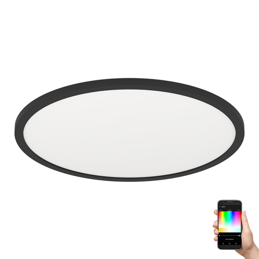 Eglo 31704 - LED RGBW prigušiva stropna svjetiljka ROVITO-Z 1xLED/16,5W/230V 2700-6500K Ø 42 cm crna + daljinski upravljač