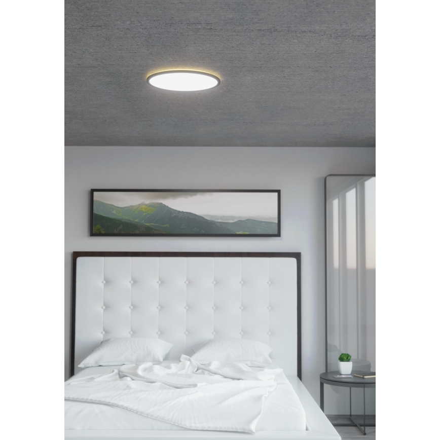 Eglo 31704 - LED RGBW prigušiva stropna svjetiljka ROVITO-Z 1xLED/16,5W/230V 2700-6500K Ø 42 cm crna + daljinski upravljač