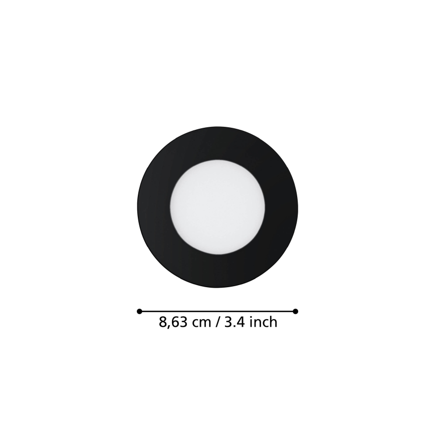 Eglo 31743 - SET 3x LED prigušivo kupaonsko ugradno svjetlo FUEVA-Z LED/2,8W/230V 2700-6500 K IP44 crno Ø 8,5 cm