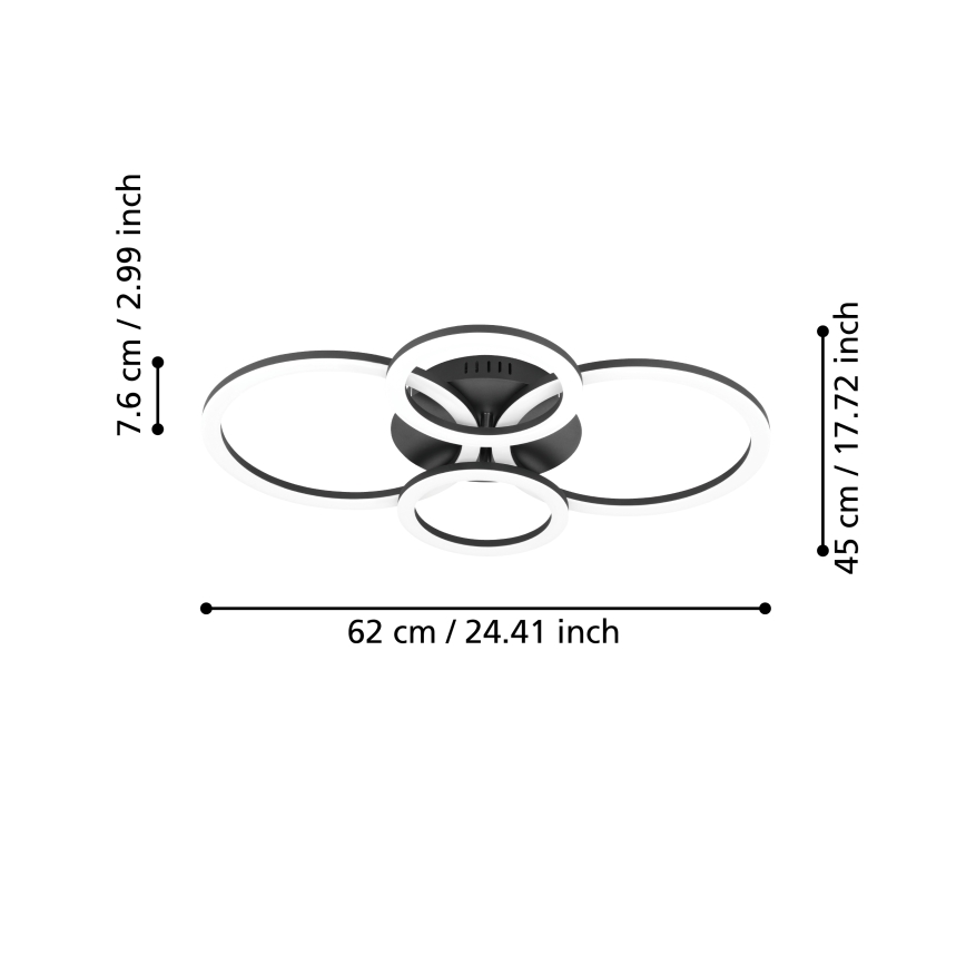 Eglo 31769 - LED Prigušiva stropna svjetiljka PARRAPOS-Z LED/41W/230V 3000-6500K crna
