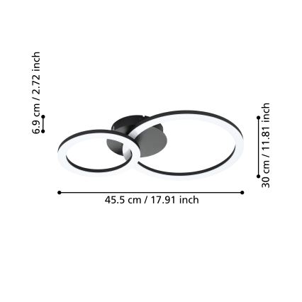 Eglo 31772 - LED Prigušiva stropna svjetiljka PARRAPOS-Z LED/15W/230V 3000-6500K crna