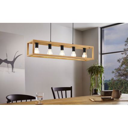 Eglo 32143 - Luster na sajli BLACKCROWN 5xE27/40W/230V smeđa