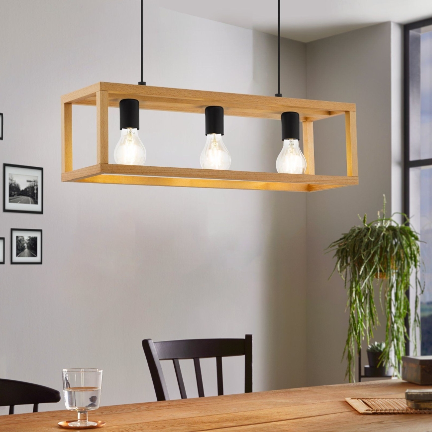 Eglo 32144 - Luster na sajli BLACKCROWN 3xE27/40W/230V smeđa