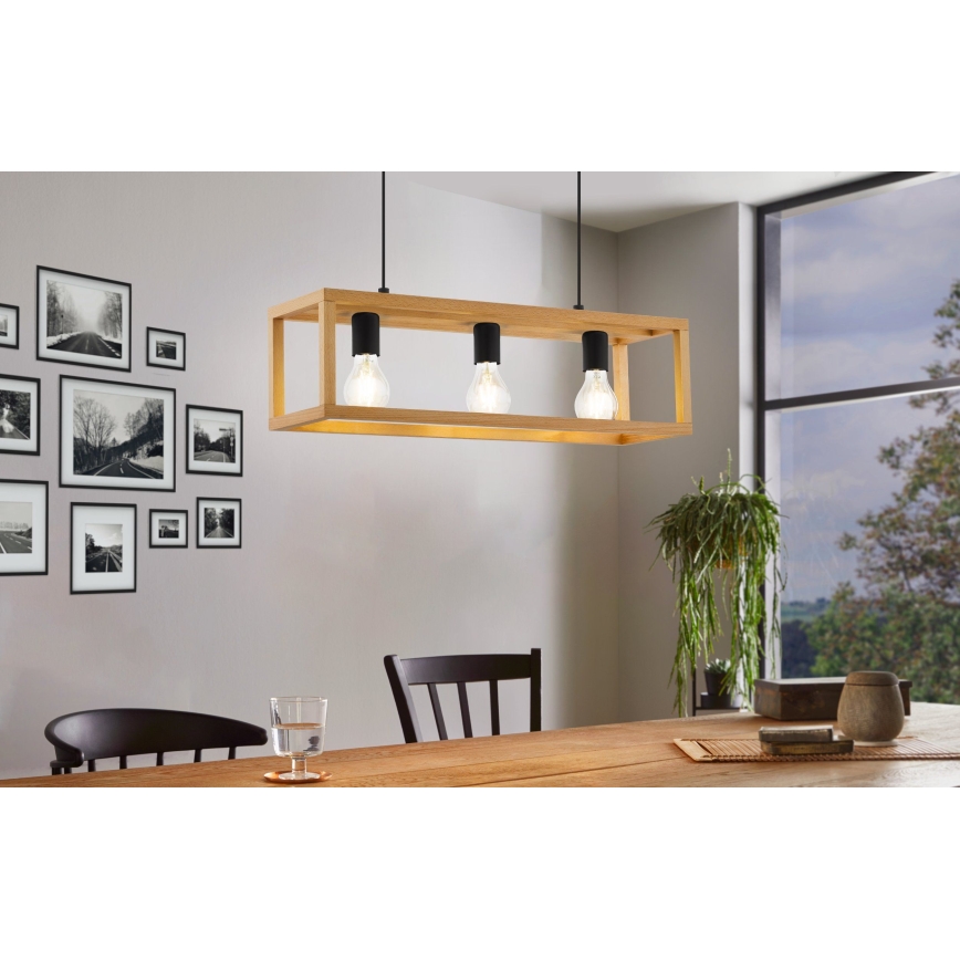 Eglo 32144 - Luster na sajli BLACKCROWN 3xE27/40W/230V smeđa