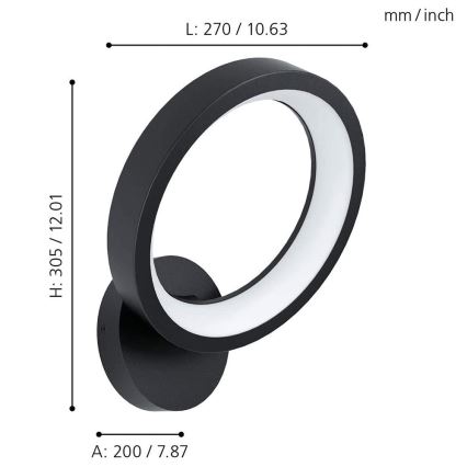 Eglo 32325 - LED RGBW Prigušiva zidna svjetiljka MARGHERA-C LED/16W/230V 2700-6500K crna