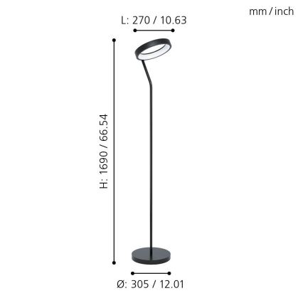 Eglo 32327 - LED RGBW podna lampa MARGHERA-C s mogućnošću prigušivanja LED/15,5W/230V 2700-6500K crna