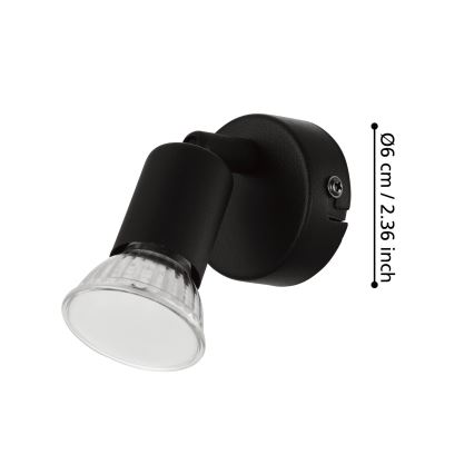 Eglo - LED Zidna reflektorska svjetiljka 1xGU10/2,8W/230V 3000K crna