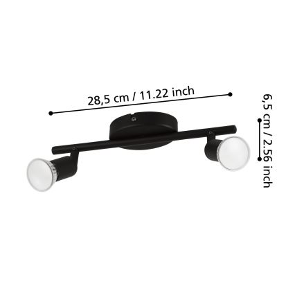 Eglo - LED Reflektorska svjetiljka 2xGU10/2,8W/230V 3000K crna