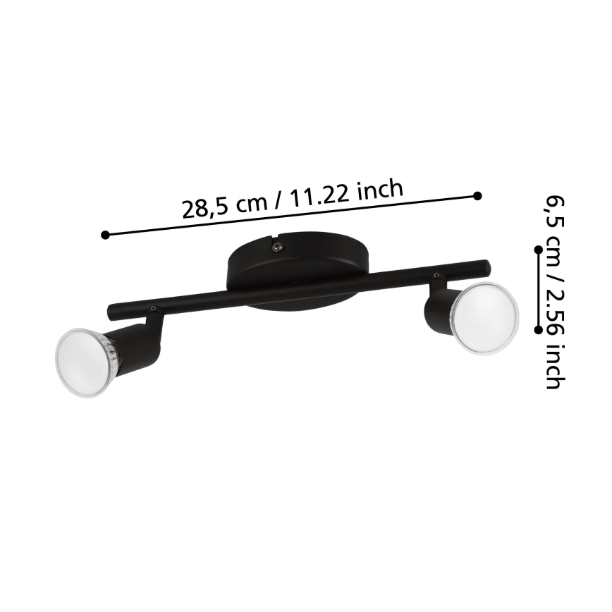 Eglo - LED Reflektorska svjetiljka 2xGU10/2,8W/230V 3000K crna