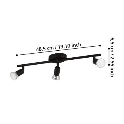 Eglo - LED Reflektorska svjetiljka 3xGU10/2,8W/230V 3000K crna