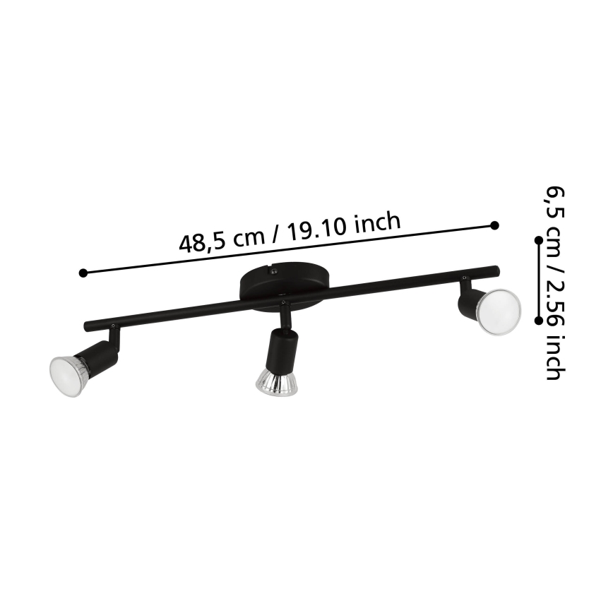 Eglo - LED Reflektorska svjetiljka 3xGU10/2,8W/230V 3000K crna