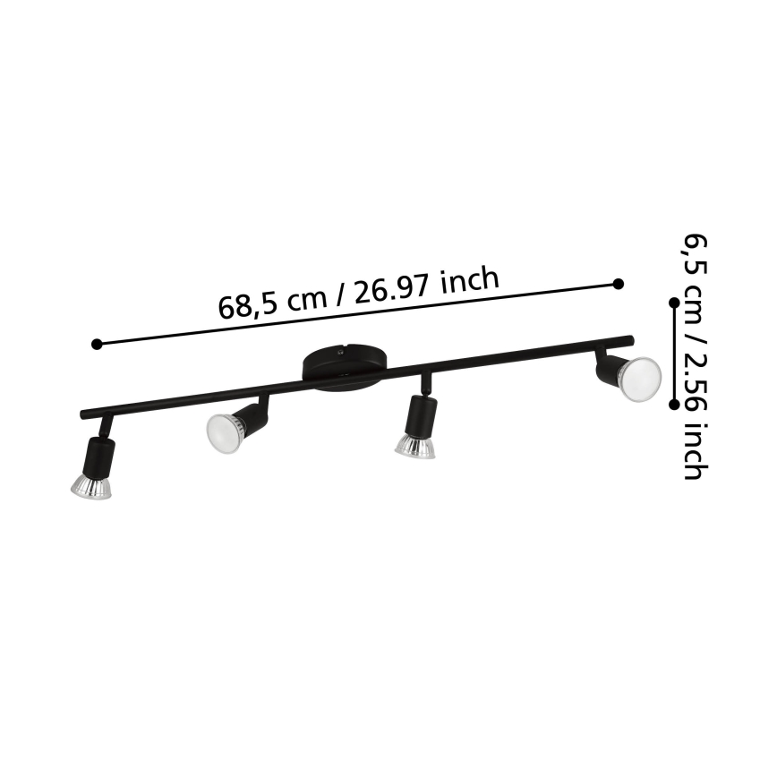 Eglo - LED Reflektorska svjetiljka 4xGU10/2,8W/230V 3000K crna