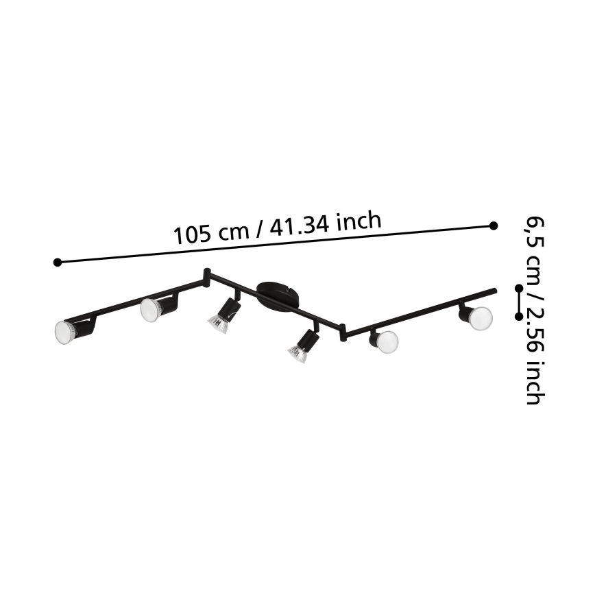 Eglo - LED Reflektorska svjetiljka 6xGU10/2,8W/230V 3000K crna