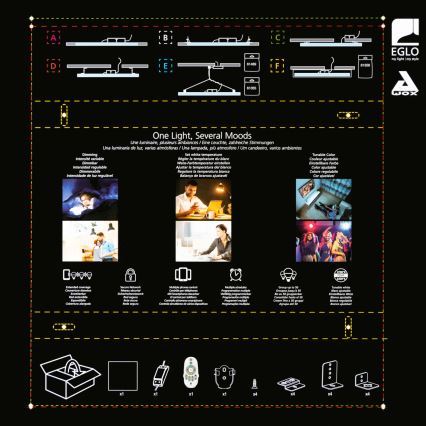 Eglo 32547 - LED RGBW Prigušivi nadgradni/ugradbeni panel 2u1 SALOBRENA-C LED/34W/230V bijela 60x60 cm + daljinski upravljač