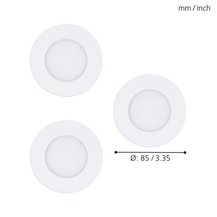 Eglo - SET 3 KOM LED RGB prigušive ugradne stropne svjetiljke FUEVA-C LED/3W/230V Ø 8,5 cm