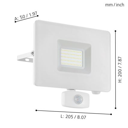 Eglo - LED Reflektor sa senzorom LED/50W/230V IP65