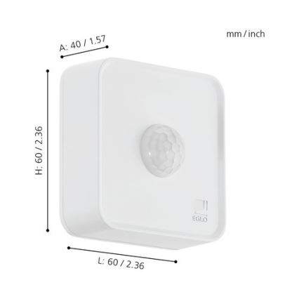 Eglo 33236 - Vanjski senzor pokreta CONNECT SENSOR 3xAA 12 m bijela IP44