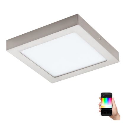 Eglo 33319 - LED RGBW prigušivo stropno svjetlo FUEVA-C LED/15,6W/230V 2700-6500K 22,5x22,5 cm matni krom