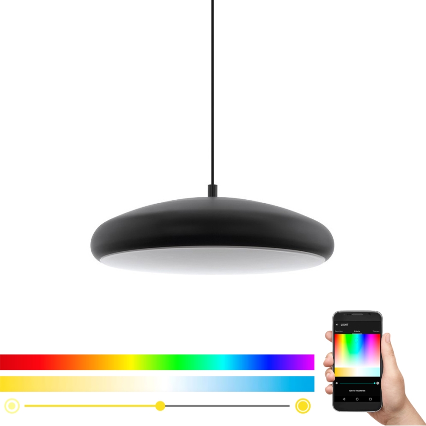 Eglo 33328 - LED RGBW Prigušivi luster na sajli RIODEVA-C LED/27W/230V 2700-6500K crna