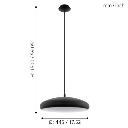 Eglo 33328 - LED RGBW Prigušivi luster na sajli RIODEVA-C LED/27W/230V 2700-6500K crna