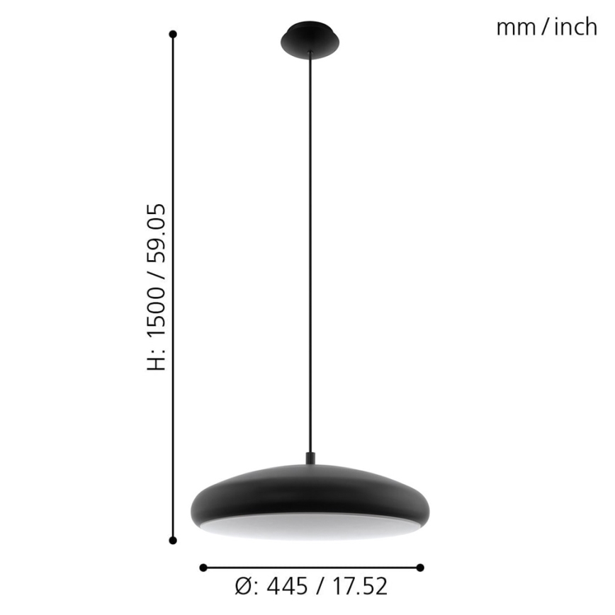 Eglo 33328 - LED RGBW Prigušivi luster na sajli RIODEVA-C LED/27W/230V 2700-6500K crna