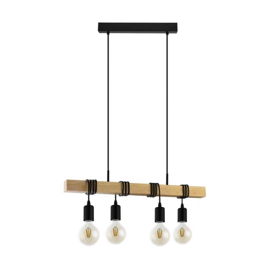 Eglo 33378 - LED Luster na sajli TOWNSHEND 4xE27/4W/230V 2200K bež/crna