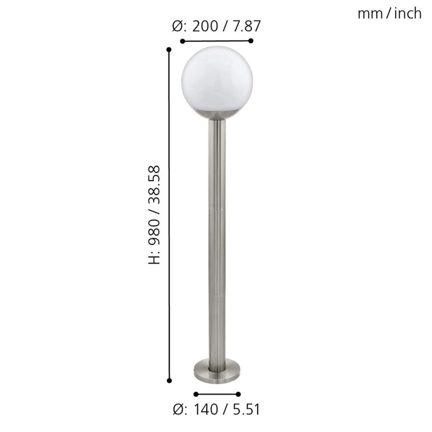 Eglo 33566 - LED vanjska lampa s mogućnošću prigušivanja NISIA-C 1xE27/9W/230V 980 mm IP44