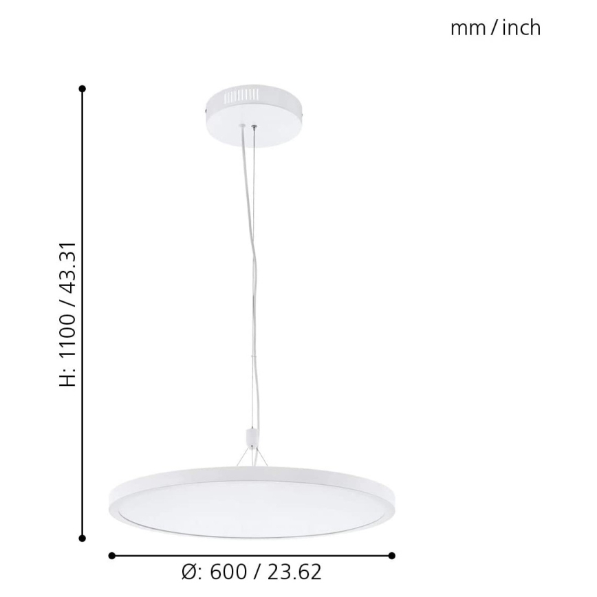 Eglo 33676 - LED RGBW luster na sajli CERIGNOLA-C s mogućnošću prigušivanja LED/32W/230V 2700-6500K bijela + daljinski upravljač