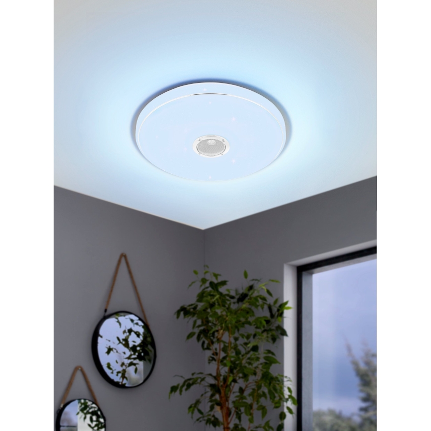 Eglo - LED RGBW Prigušiva stropna svjetiljka za kupaonicu sa zvučnikom LED/19W/230V 3000-6500K IP44 pr. 39 cm bijela + daljinski upravljač