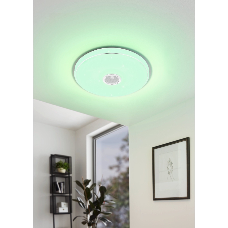 Eglo - LED RGBW Prigušiva stropna svjetiljka za kupaonicu sa zvučnikom LED/19W/230V 3000-6500K IP44 pr. 39 cm bijela + daljinski upravljač