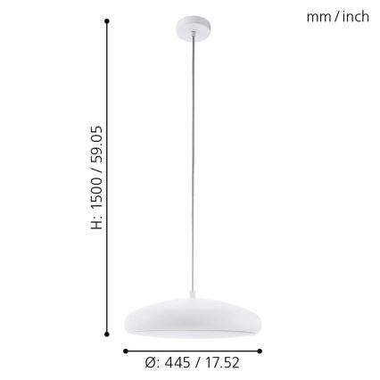 Eglo 33765 - LED RGBW prigušivački luster na užetu RIODEVA-C LED/27W/230V 2700-6500K bijela
