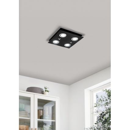 Eglo - LED Stropna svjetiljka 4xGU10/2,8W/230V 3000K crna