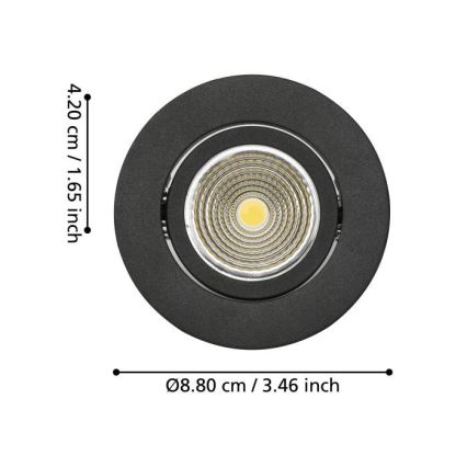 Eglo - LED Prigušiva ugradbena svjetiljka LED/6W/230V crna