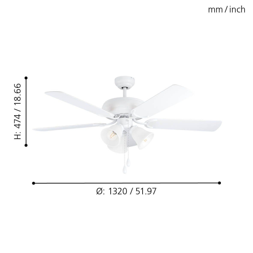 Eglo 35076 - Stropni ventilator LAS PALMAS 3xE27/40W/230V bijela