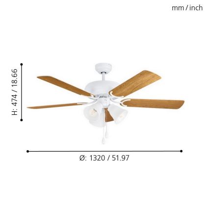 Eglo 35076 - Stropni ventilator LAS PALMAS 3xE27/40W/230V, smeđi