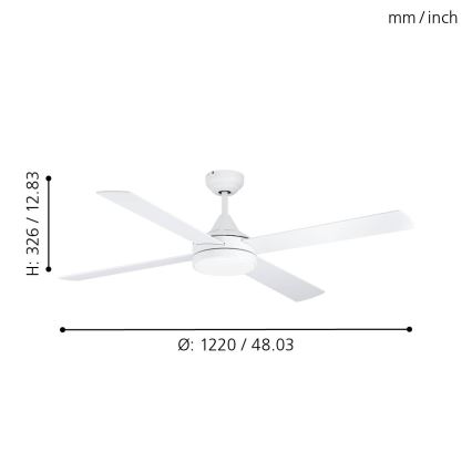 Eglo - LED Stropni ventilator LED/20W/230V 3000/4000/5000K + daljinski upravljač bijela