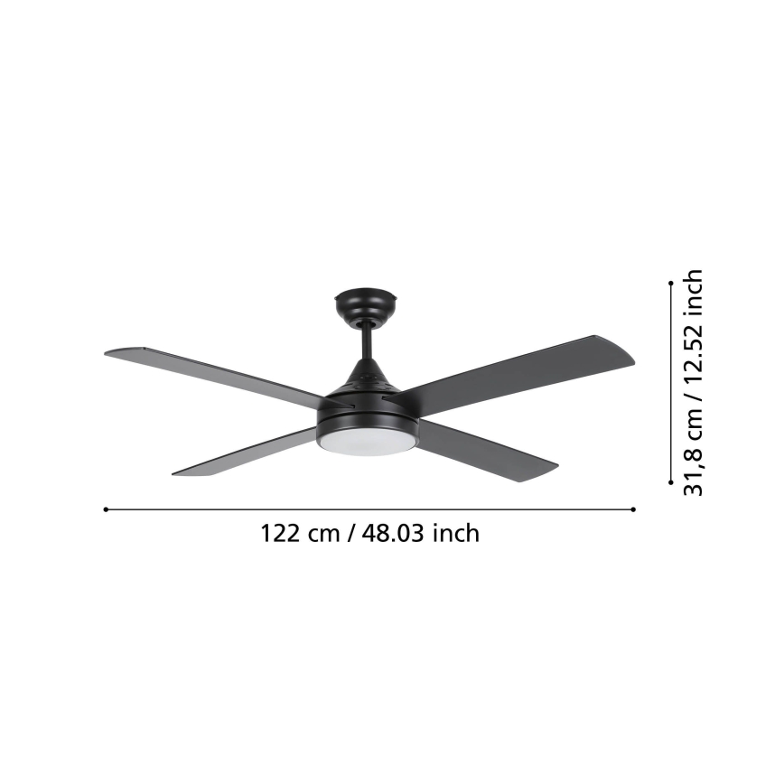Eglo - LED Prigušivi stropni ventilator LED/20W/230V + DU crna