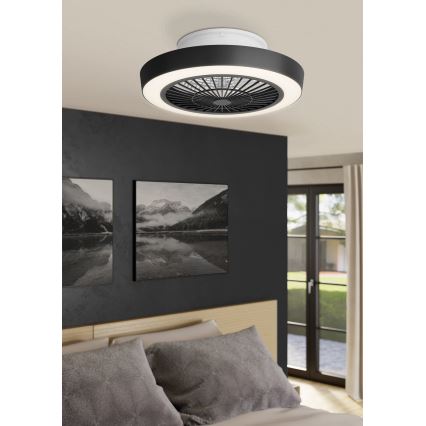 Eglo - LED stropni ventilator s prigušivanjem svjetla LED/37,8W/230V crni + daljinski upravljač