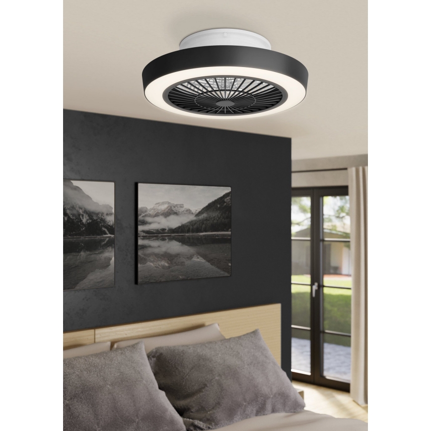 Eglo - LED stropni ventilator s prigušivanjem svjetla LED/37,8W/230V crni + daljinski upravljač